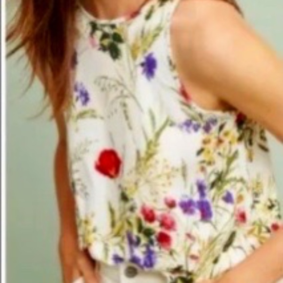 Anthropologie Floral Tank Top - Red, Green, Purple - Picture 2 of 13